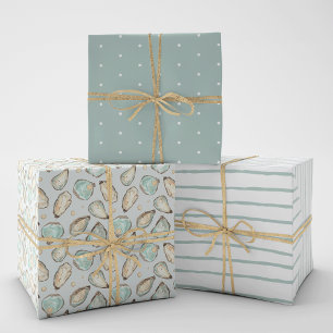 Küstengewässerfarbe Oyster Muster Geschenkpapier Set