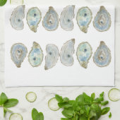 Küstengewässerfarbe Oyster Muster Geschirrtuch (Gefaltet)