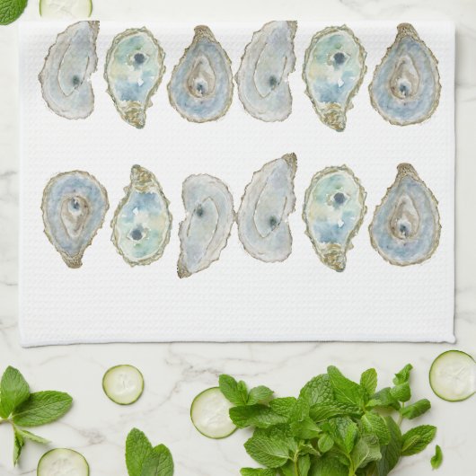 Küstengewässerfarbe Oyster Muster Geschirrtuch (Gefaltet)