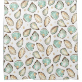 Küstengewässerfarbe Oyster & Perlmuster Duschvorhang (Vorderseite)