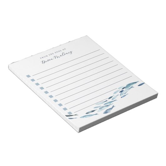 Küstengewässerfarben Fisch Personalisiert, mit Vor Notizblock (angewinkelt)