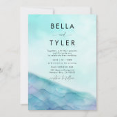 Küstenglas 2 Aquamariner Lavendel Moderne Hochzeit Einladung (Vorderseite)