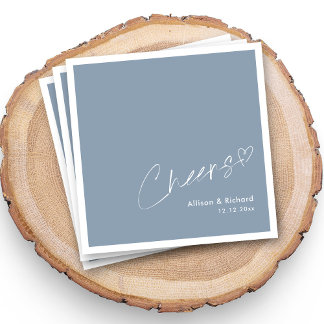 Küstengrau-blaue Signature Prost Hochzeit Serviette