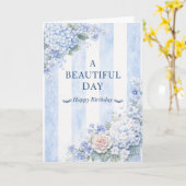 Küstengroßmutter Blaue Hortensie Elegant Karte (Gelbe Blume)