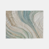 Küstengrün Beige Abstrakte Wellen Fleecedecke (Vorderseite (Horizontal))