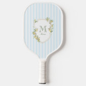 Küstengrün gestreifter Monogramm-Pickleball-Schläg Pickleball Schläger (Rückseite)