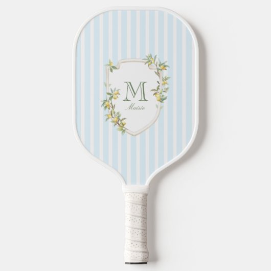 Küstengrün gestreifter Monogramm-Pickleball-Schläg Pickleball Schläger (Vorderseite)