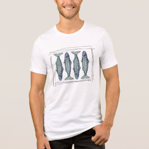 Küstengrün Makrelen nahtloses Ozean-Fisch-Muster Tri-Blend Shirt