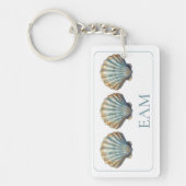 Küstengrün Scallop-Muschel-Monogramm Schlüsselanhänger (Vorderseite)