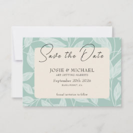 Küstengrünes Boho-Foto Flach Speichern Sie die Dat Save The Date