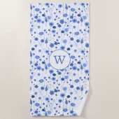 Küstengrünes Wildblumenwiesen-Botanik-Monogramm Strandtuch (Vorderseite)