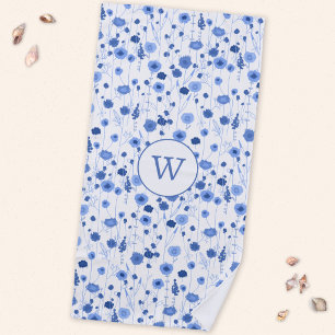 Küstengrünes Wildblumenwiesen-Botanik-Monogramm Strandtuch