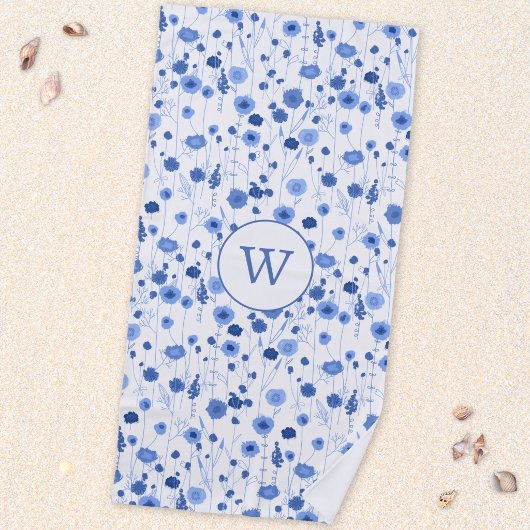 Küstengrünes Wildblumenwiesen-Botanik-Monogramm Strandtuch