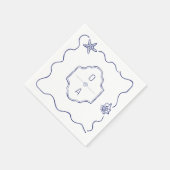 Küstenhandgezeichnete Seashell Wappen Beach Hochze Serviette (Ecke)