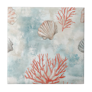 Küstenhaus-Aquamarinschalen-Muster Fliese