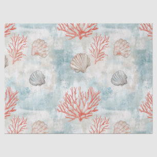 Küstenhaus-Aquamarinschalen-Muster Seidenpapier