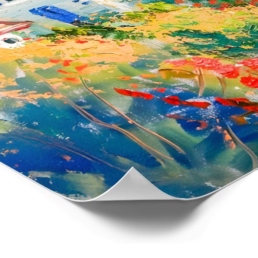 Küstenhaus mit Blume Impressionist Seascap Poster (Ecke)