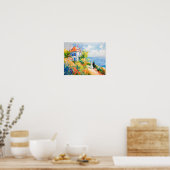 Küstenhaus mit Blume Impressionist Seascap Poster (Küche)