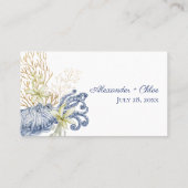 Küstenhochzeit Blau & Gold Platzkarte (Rückseite)