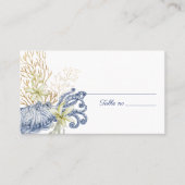 Küstenhochzeit Blau & Gold Platzkarte (Vorderseite)