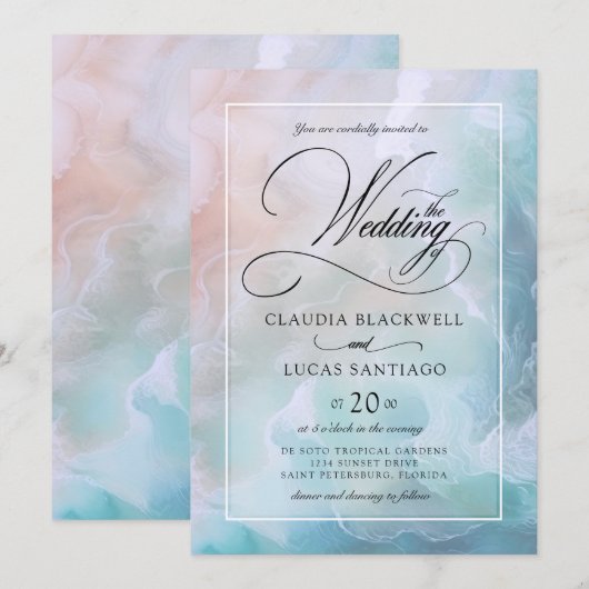 Küstenhochzeit Einladung (Vorne/Hinten)