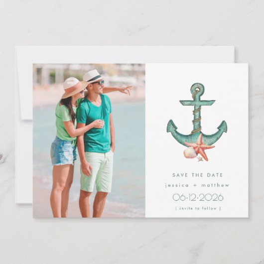 Küstenhochzeit-Foto Save the Date (Vorderseite)