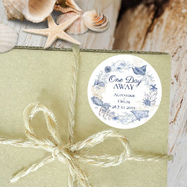 Küstenhochzeit Geschenk Blau Gold Aufkleber