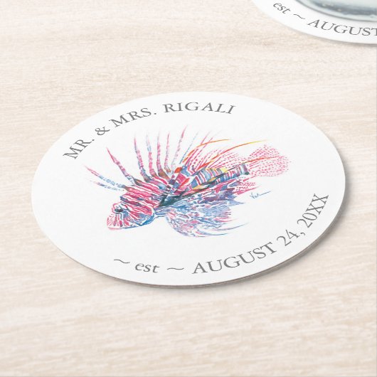 Küstenhochzeit Runder Pappuntersetzer (Angewinkelt)