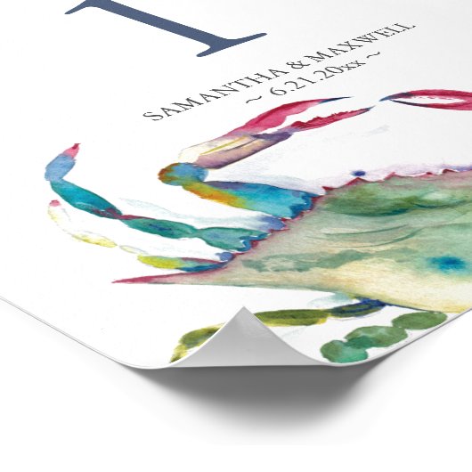 Küstenhochzeit-Tischnummer Poster (Ecke)