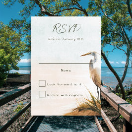 Küstenhochzeit Weißer Silberreiher Einfach RSVP Karte