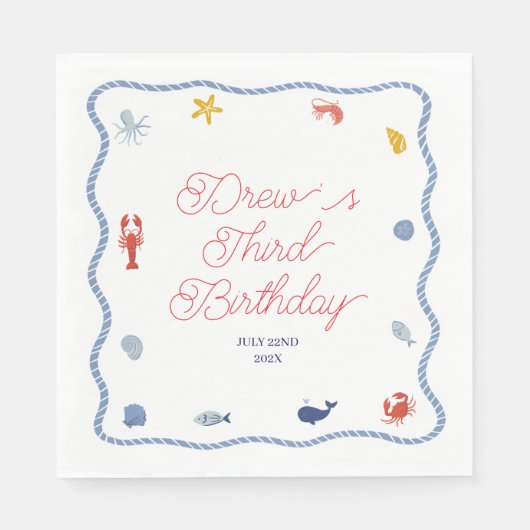 Küstenjunge zum Geburtstag Serviette (Vorderseite)