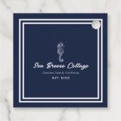 Küstenkarm: Blau-weißes nautisches Seepferd Geschenkanhänger (Rückseite)