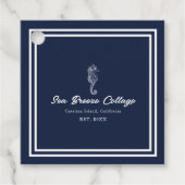 Küstenkarm: Blau-weißes nautisches Seepferd Geschenkanhänger (Vorderseite)