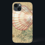 Küstenkarten-Collage iPhone 13 Hülle<br><div class="desc">Es gibt nichts durchaus wie diese Karte des Seelebens. Diese lichtdurchlässige Sammlung dieser Seashells geht auf allen möglichen Produkten groß. Sie gibt ein Vintages Gefühl zum Bild und nimmt den Seeleben Underwater gefangen. Sie schließt einen Streifen rosa und weißen Seashell und eine Sepia farbige Tritonshorn-Muschel ein.</div>