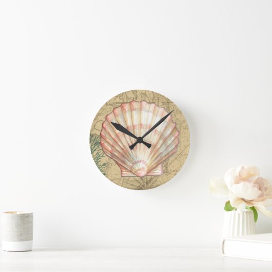 Küstenkarten-Collage Runde Wanduhr (Zuhause)