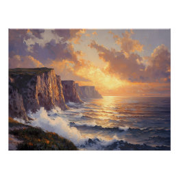 Küstenklippen bei Sonnenuntergang Poster