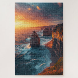 Küstenklippen-Sonnenuntergang-Puzzle Puzzle