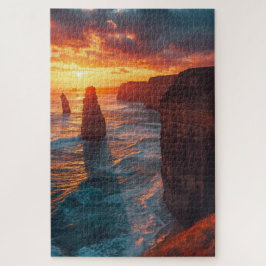 Küstenklippen-Sonnenuntergang-Puzzle Puzzle