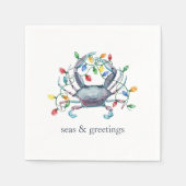 Küstenkrabbe „Sea & Greetings“ Feiertage Serviette (Vorderseite)