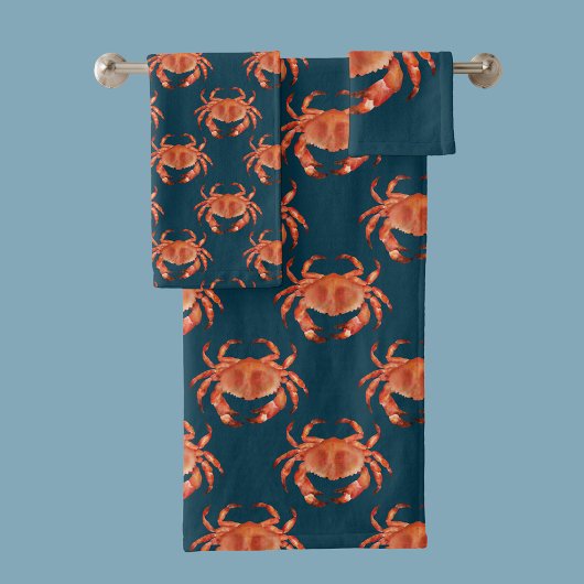 Küstenkrabben-Muster Badhandtuch Set
