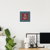 Küstenkunst | Anker auf Rot Poster (Heimbüro)