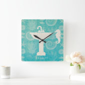 Küstenkunst | Bad Sink Quadratische Wanduhr (Zuhause)