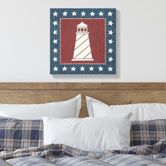 Küstenkunst | Leuchtturm auf Rot Leinwanddruck (Insitu (Schlafzimmer))