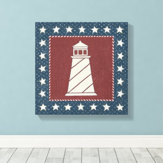 Küstenkunst | Leuchtturm auf Rot Leinwanddruck (Insitu (Holzboden))