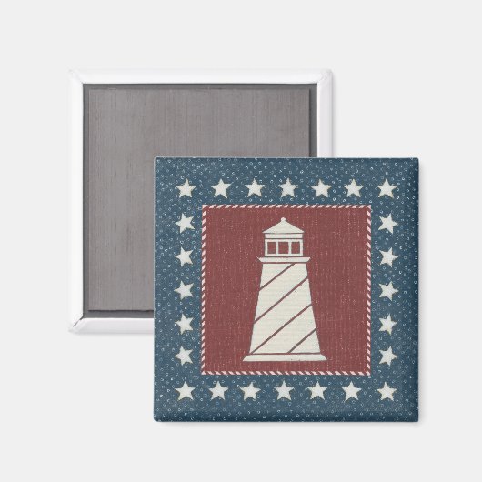 Küstenkunst | Leuchtturm auf Rot Magnet (Vorderseite/Rückseite)