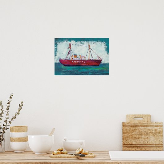 Küstenkunst | Nantucket Lightship Poster (Küche)