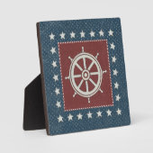 Küstenkunst | Rad des Schiffes auf Rot Fotoplatte (Vorderseite)