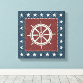 Küstenkunst | Rad des Schiffes auf Rot Leinwanddruck (Insitu (Holzboden))