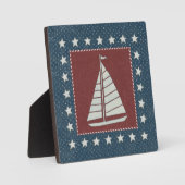 Küstenkunst | Segelboot auf Rot Fotoplatte (Vorderseite)