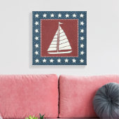 Küstenkunst | Segelboot auf Rot Leinwanddruck (Insitu (Wohnzimmer))